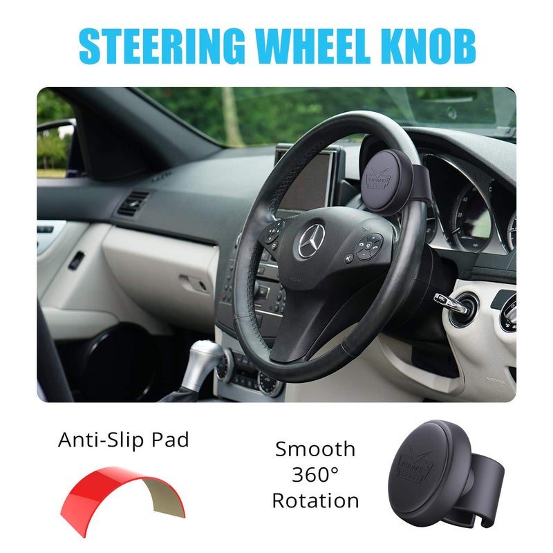 AutoMuko Steering Wheel Knob  Suicide Knob for Steering Wheel  Premium Silicone Finish Steering Wheel Spinner  Simple & Easy Installation No Tools Required - Fits Cars  Trucks  Buses  Boats  (Black) - Image 2